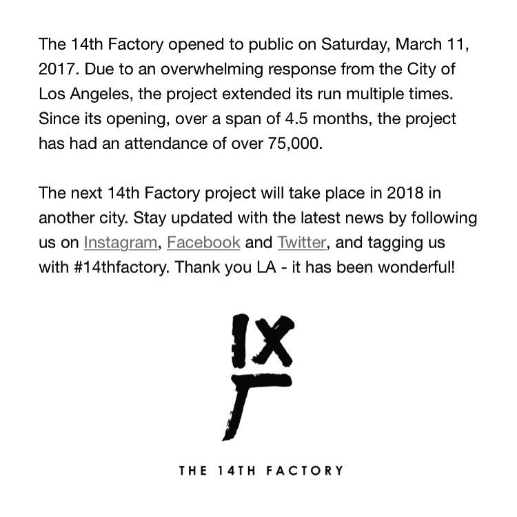 LA, we will miss you! #14thfactory