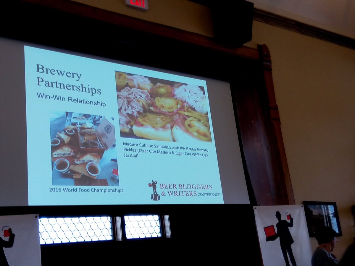 sleepman54's tweet photo. @WorldFoodChamp @gourmeteveryda is talking about cooking with beer @beerbloggers 2017. #bbc17 https://t.co/K7t5zng3JN