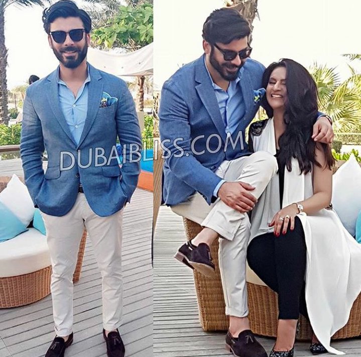ForeverFawadFan's tweet photo. #FawadKhan with wife Sadaf in dubai for #silkbyfawadkhan  in Dubai !
@_fawadakhan_ https://t.co/B0Twnhlv1l