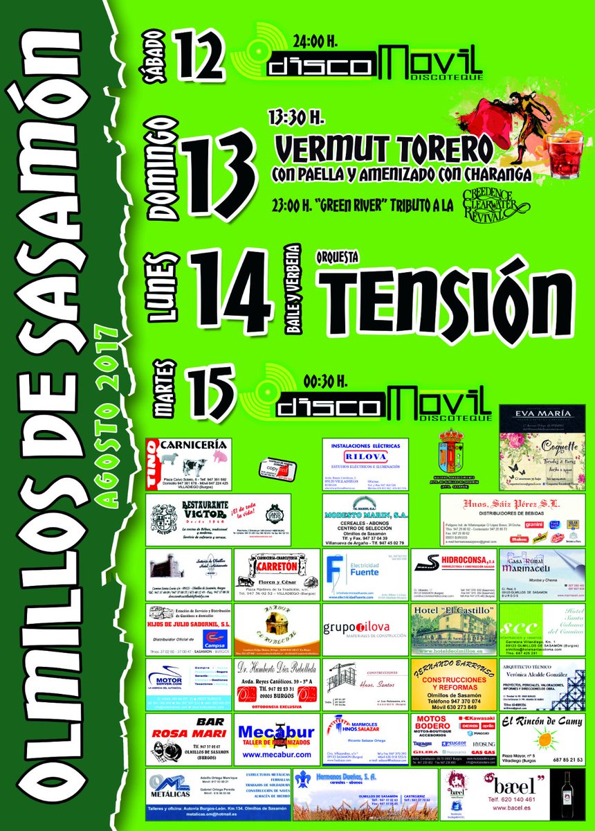 Llegan las fiestas mas esperadas de la comarca! Acercarte a saludar a los chicos de nuestra barra. Os esperamos  #OlmillosdeSasamonENFIESTAS