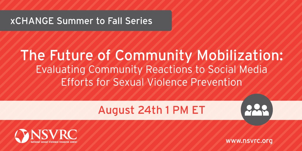 NSVRC's tweet image. Join our online discussion about reactions to social media efforts to sexual violence prevention
See you there! buff.ly/2w2HV9H