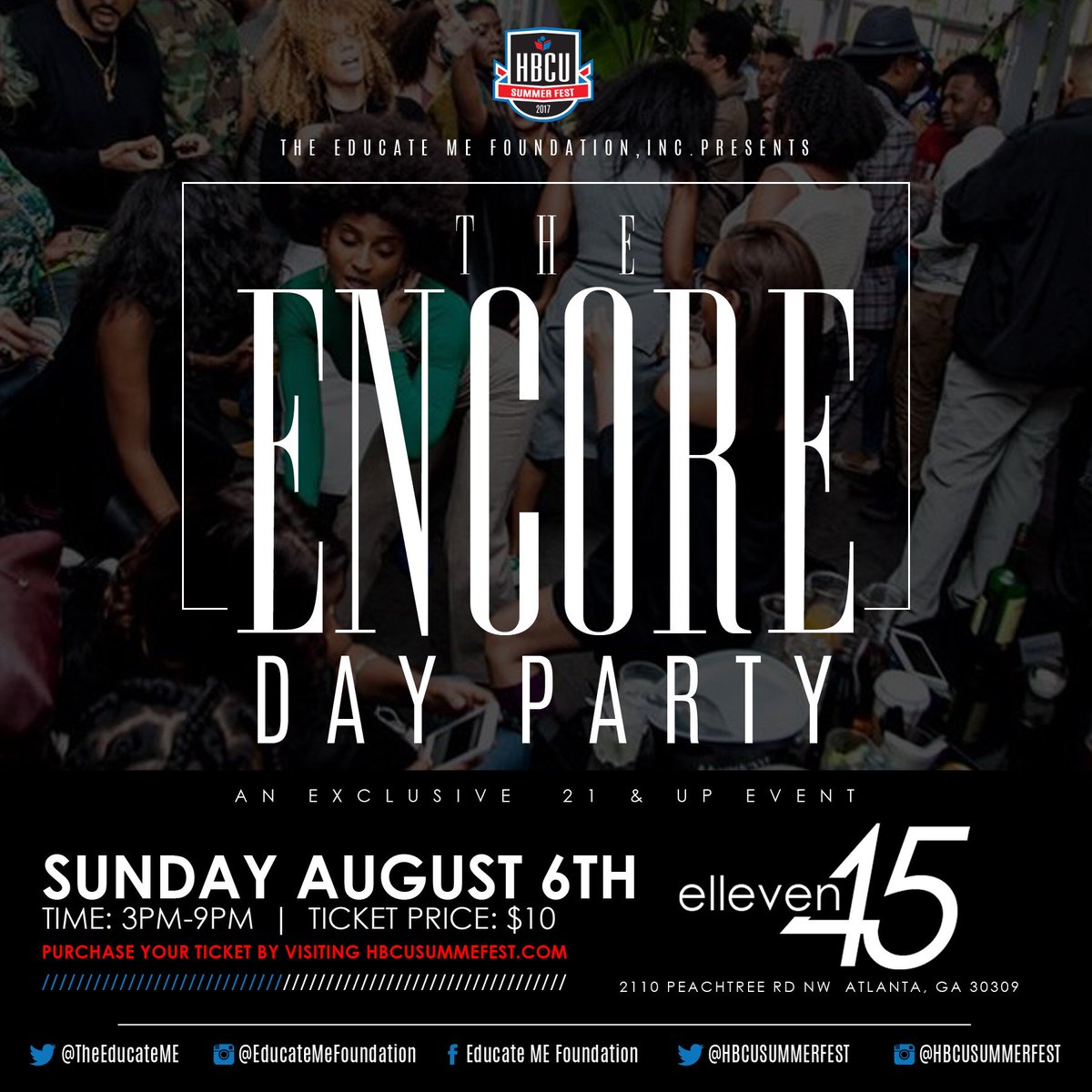 #TheEncore Day Party is TODAY‼️ Aug.6 at <a href="/elleven45/">Elleven45 Lounge</a> 3-9p
HBCUSUMMERFEST.com to purchase your ticket‼️
#HBCUSUMMERFEST #HBCUalumni #HBCU