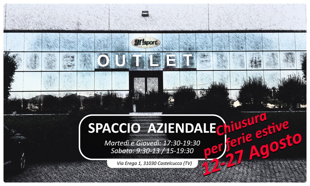 I nostri uffici e spaccio aziendale saranno chiusi durante le ferie estive, dal 12-27 Agosto. Buone ferie! #grisport #spaccioaziendale #2017