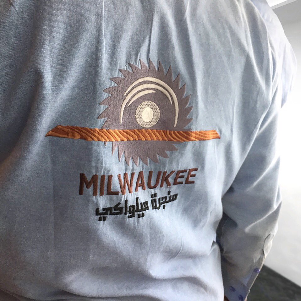 theaplusDesign's tweet image. Milwaukee Carpentry working hard to complete the new #A+design #office on time. Their #embroidery #logo, part of our #branding #work #kuwait