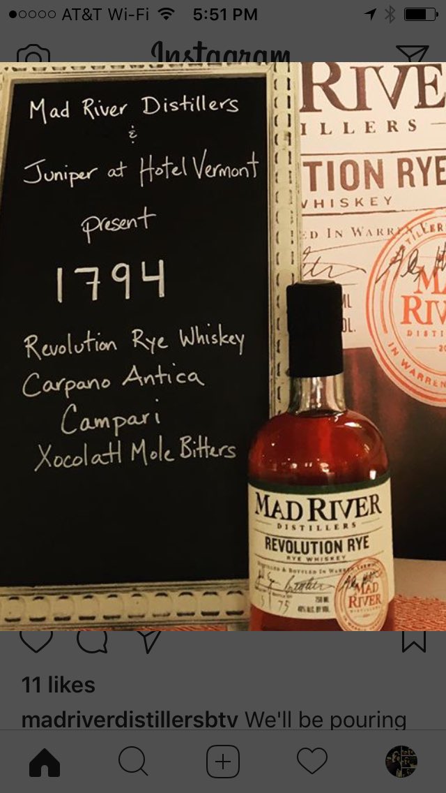 DrinkMRD's tweet photo. Tonight's feature #cocktail @VTFreshNet Forum Dinner the 1794 with our Revolution #Rye! #JointheRyevolution https://t.co/IoDqQ13iy6