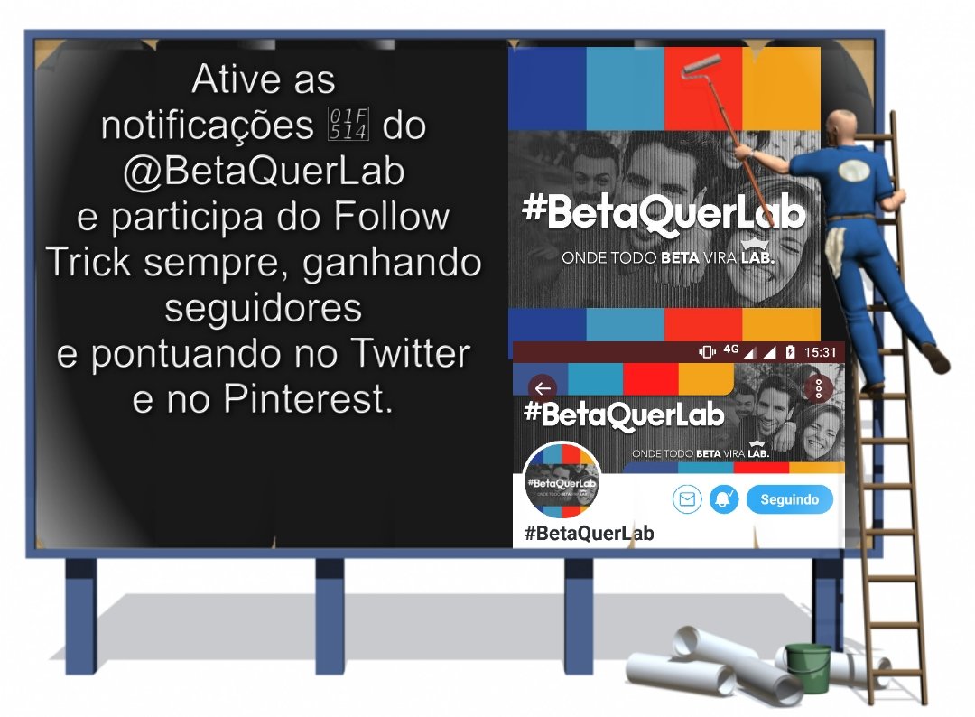Quer seguidores no Pinterest e no Twitter Betas ? 
Ative as notificações 🔔 do <a href="/BetaQuerLab/">#BetaQuerLab</a> e participe do Follow Trick do #BetaQuerLab