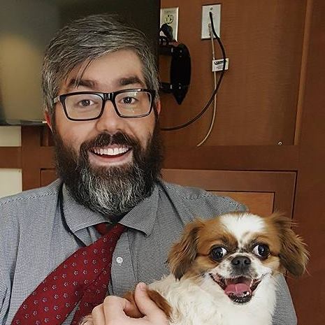 my friend jason and my dog sammy visiting me at the hospital
