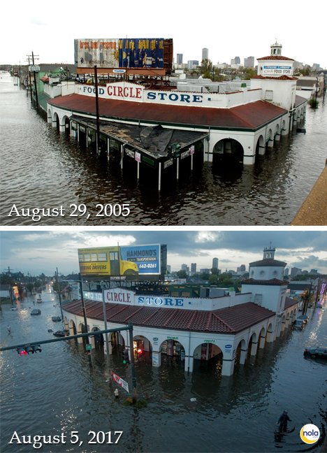NOLAnews's tweet photo. Heartbreaking scenes from yesterday's floods bring back tough memories for many New Orleanians. But this city knows we can come back. https://t.co/9TruOw8Ipu