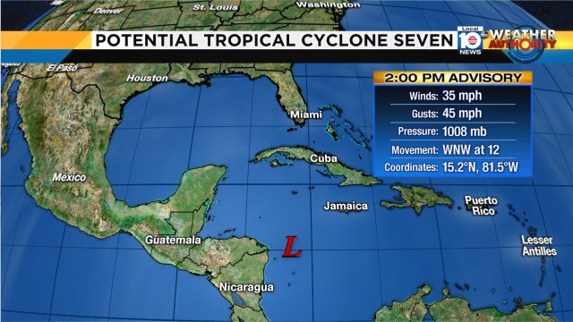 POTENTIAL TROPICAL CYCLONE SEVEN - Tropical cyclone development likely as this low approaches Yucatan peninsula https://t.co/2ULvwLwtBh