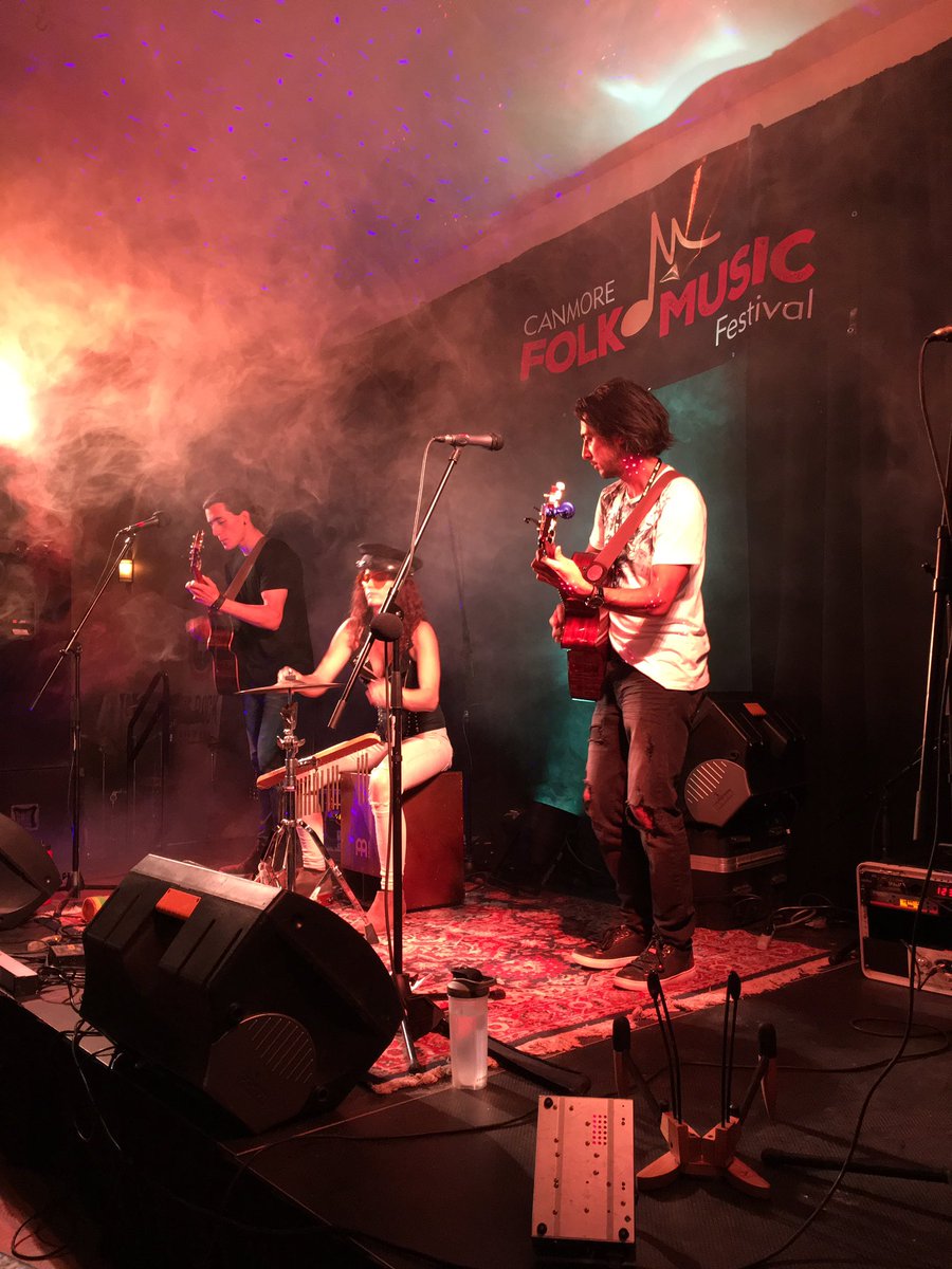 At stage 4 with <a href="/bardicform/">Bardic Form</a> 😊Are you here? #CanmoreFolkFest