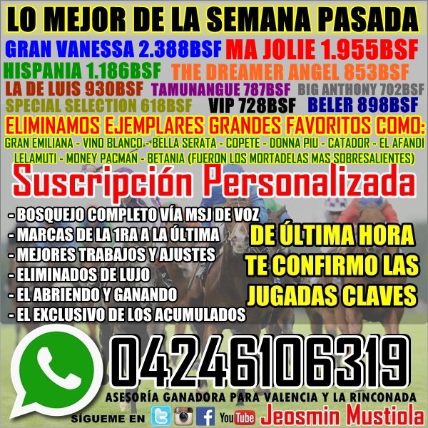 SUSCRIPCIÓN VIP DIRECTA (04246106319), DATAZOS ESTILO "GRAN VANESSA 2.388BS, MA JOLIE 1.955BS E HISPANIA 1.186BS", LLÉVATE TODO: BOSQUEJO EN NOTA VOZ VÍA WHATSAPP, MEJORES TRABAJOS, AVIÓN, AVIONETA, GANADOR DE LA 1RA, CIERRE, MUERTOS Y CONFIRMACIÓN, LEE  DGlEs_zXUAEdglw