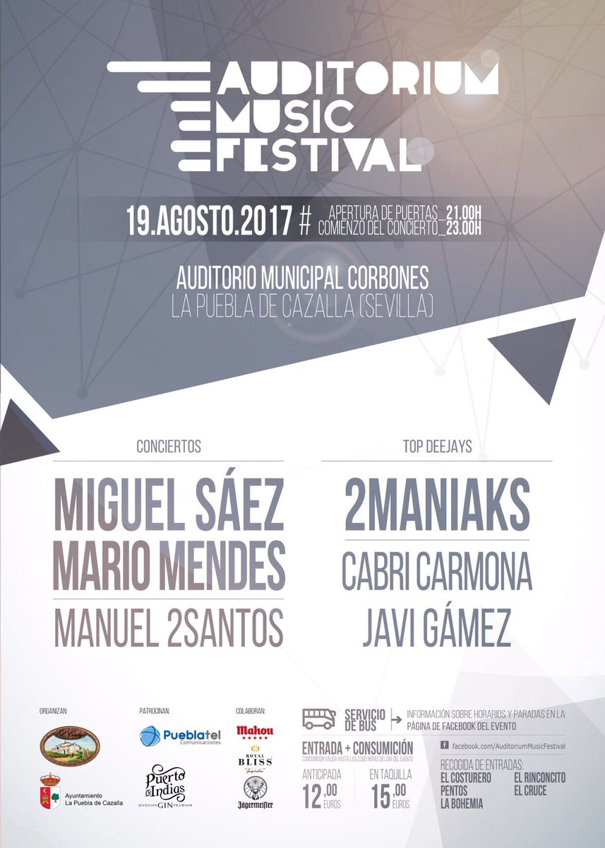 AUDITORIUM MUSIC FESTIVAL en <a href="/la_puebla/">#SoyMorisc@</a> con: <a href="/MIGUELSAEZOFICI/">Miguel Sáez</a>, <a href="/MARIOMENDESOFI/">MARIO MENDES</a>, <a href="/Manuel2SantosDJ/">Manuel2Santos</a>, 
@2Maniaks, 
<a href="/CabriCarmonaDj/">CABRI CARMONA</a>, 
<a href="/JaviGamez/">javier gamez</a>