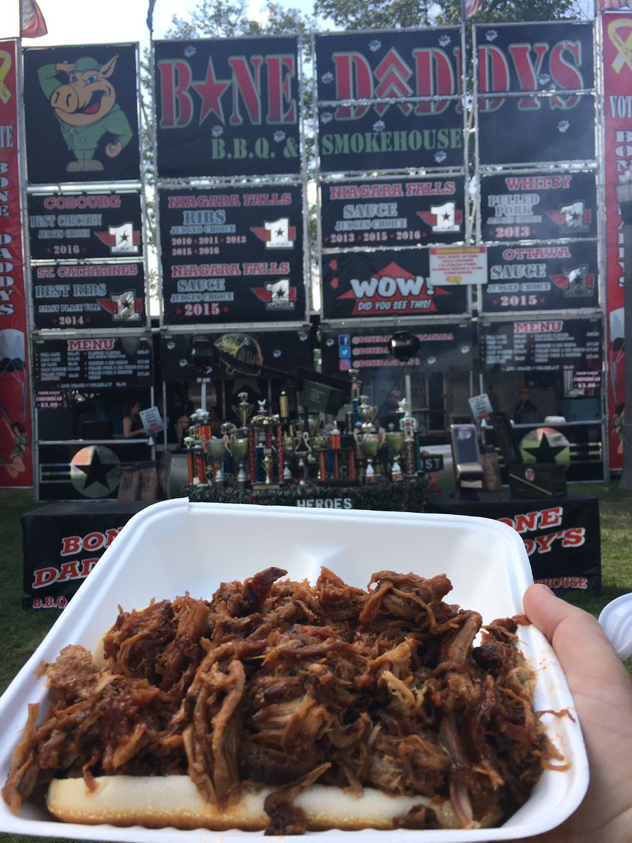 Always this order, #PulledPork then #Ribs <a href="/St_Catharines/">St. Catharines</a> <a href="/StCathRotary/">St. Cath Rotary Club</a> #SCribfest - 1st stop <a href="/BoneDaddyBBQ/">Bone Daddy's BBQ</a> from <a href="/TownOfFortErie/">townofforterie</a> #OurHomeSTC