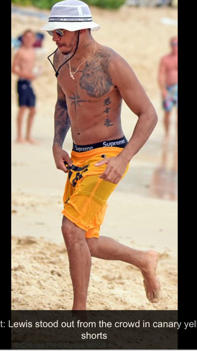 AJDalts's tweet image. &quot;Lewis leaves beach in hurry as Pink Welshman approaches😉&quot;