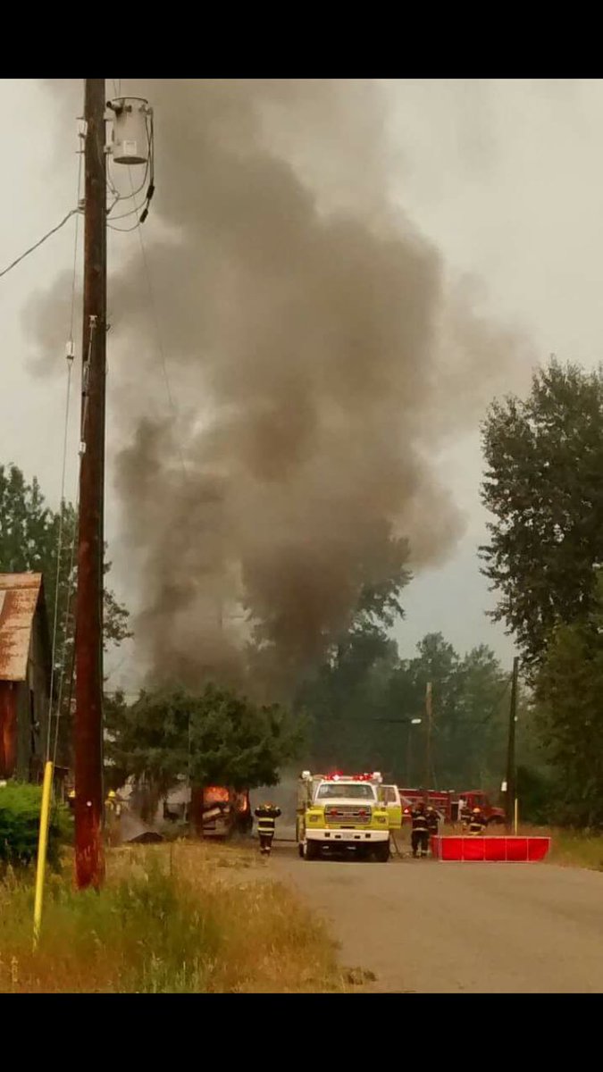 TulameenFD's tweet photo. Fully involved motorhome fire this morning.Awesome job protecting surrounding structures and wooded areas.  #tulameen #bcwildfire #firedept. https://t.co/4LfYjfn6gd
