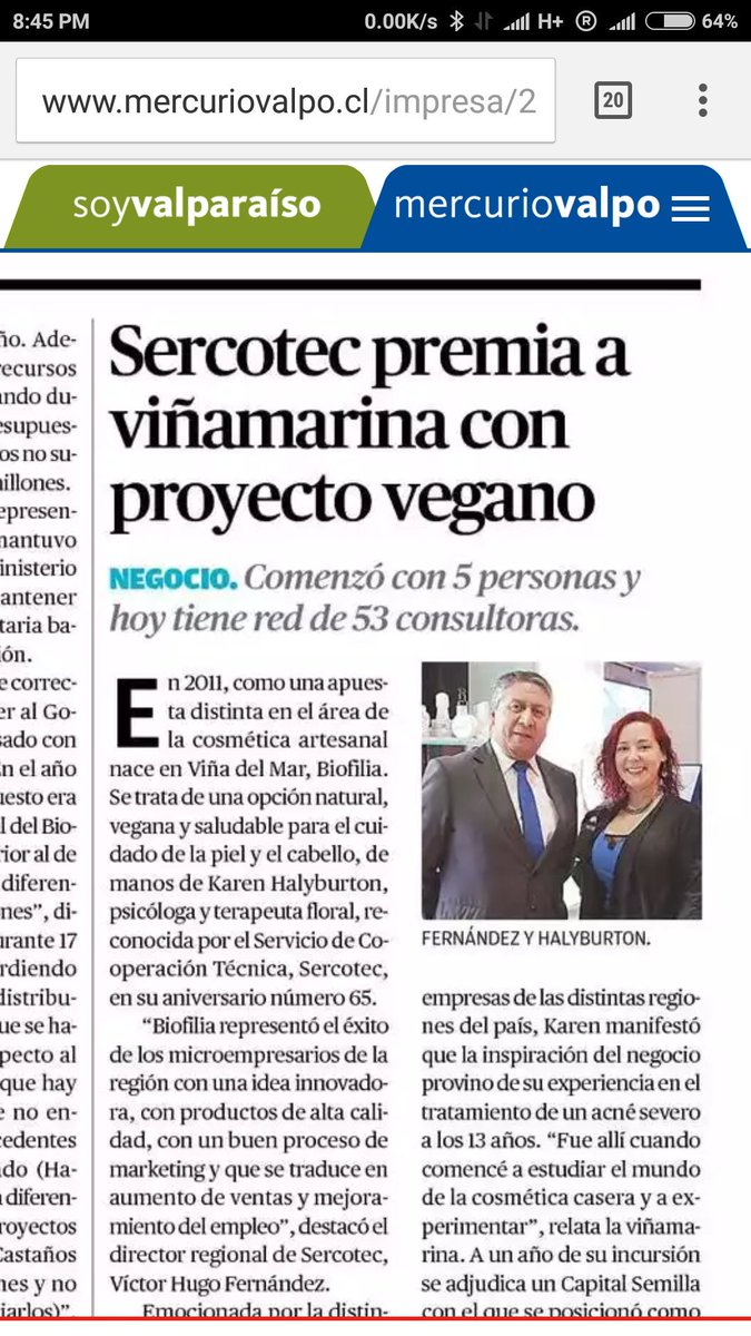 JErnestoMN's tweet photo. @Sercotec premia a viñamarima por proyecto vegano de cuidado a la piel y cabello, #biofila https://t.co/fvb1DA11pC