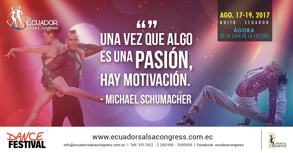 EcuadorSalsaCongress (@ecsalsacongress) on Twitter photo Nuestra Pasión por el baile❤️ ✊💪
 ecuadorsalsacongress.com.ec
#EcuadorSalsaCongress #ESC #EcuadorAmaelBaile Nuestra Pasión por el baile❤️ ✊💪
 ecuadorsalsacongress.com.ec
#EcuadorSalsaCongress #ESC #EcuadorAmaelBaile