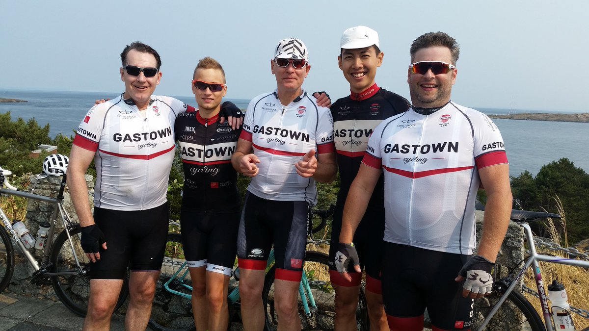 Day 2 for Gastown Cycling in Victoria w/ a 100km medio Tour de Victoria ride today and yes those aren't the young guys in the white jerseys!