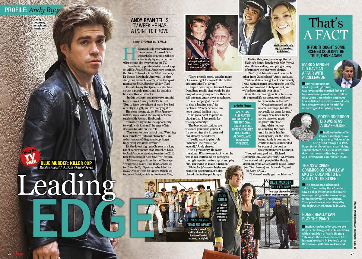 TVWEEKmag's tweet photo. Was great chatting to #AndyRyan in this week's issue of TV WEEK. Keep an eye out for him in #BlueMurderKillerCop tonight! https://t.co/4q6wpmtvId