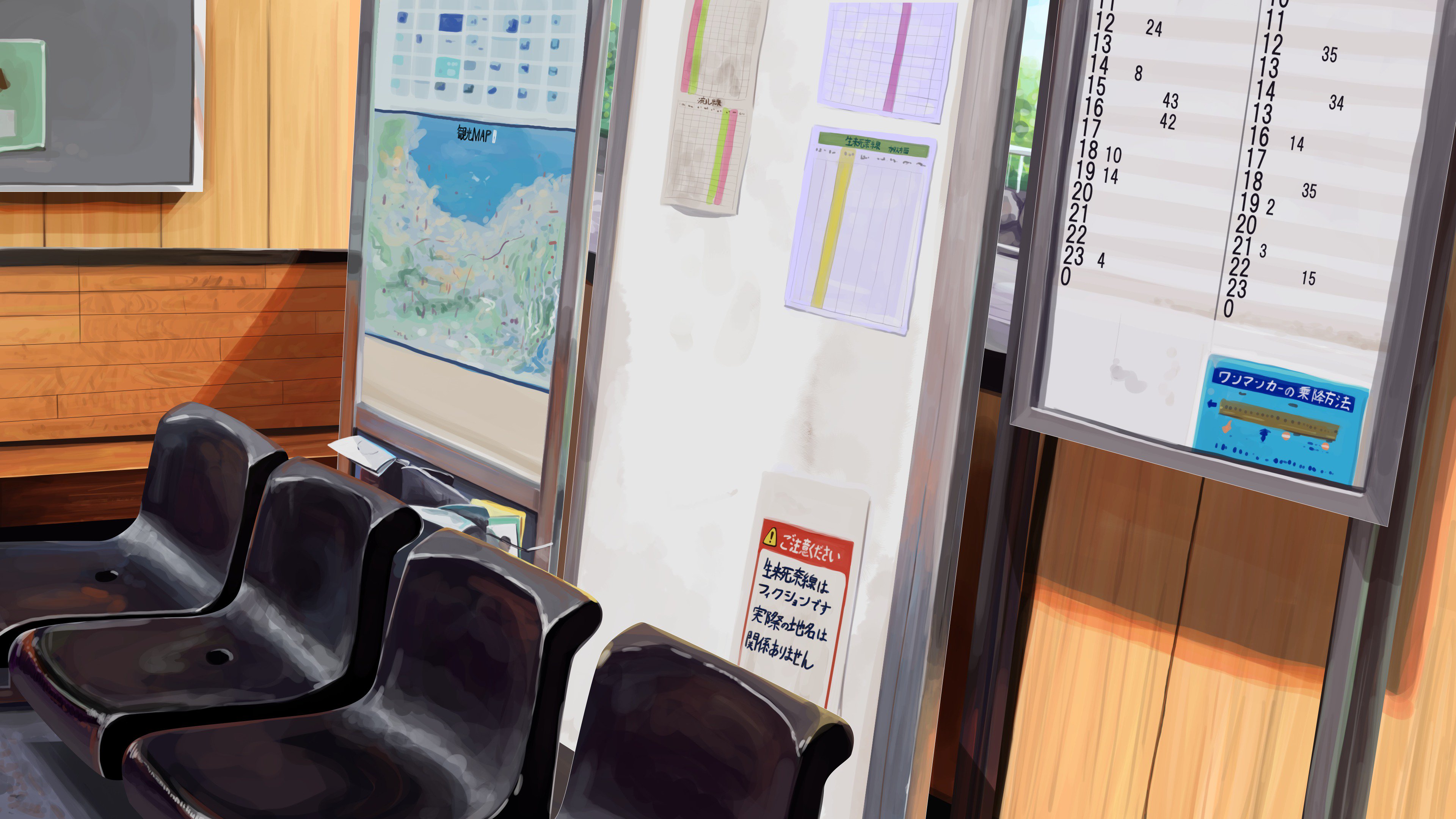 Banishment 観光地っぽい田舎の駅の待合室描きました 背景画 イラスト T Co B03raxjvld Twitter
