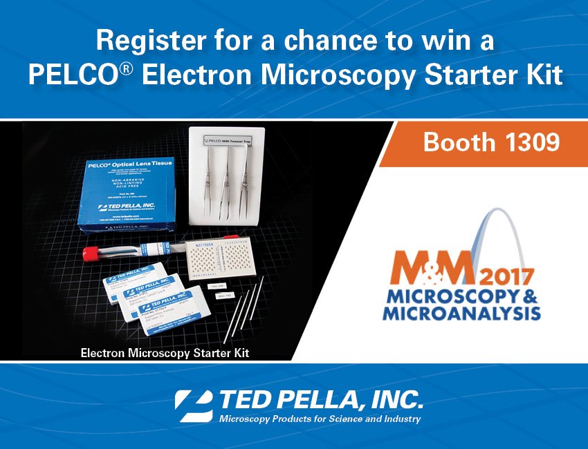 TedPellaInc's tweet image. Go to booth 1309 to register for a chance to win an Electron Microscopy Starter Kit! #MM2017