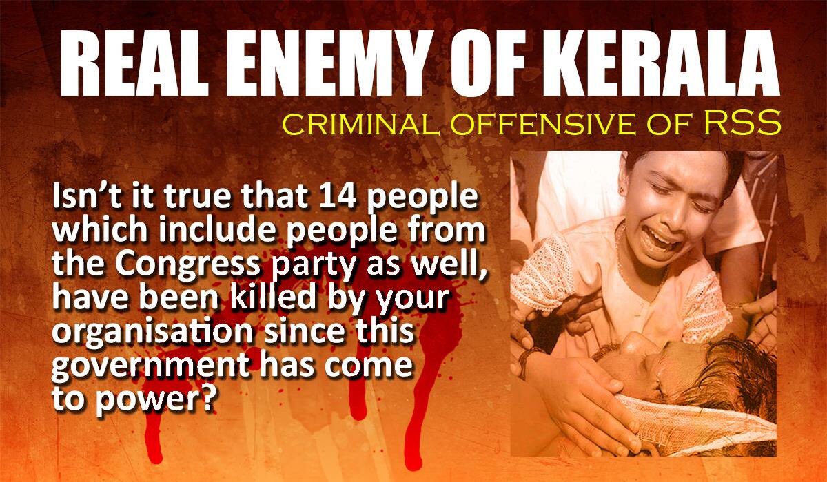JayDbi's tweet photo. Who is, in reality, the threat to the peace & harmony in Kerala?
#RSSTerror #StopRSSTerror #RSSHatesKerala #NammudeKeralam https://t.co/Rvno7LEe4o