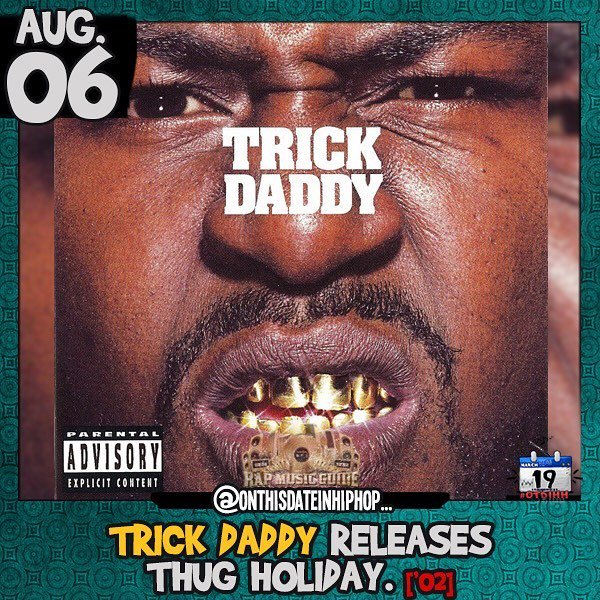 TeamOTDIHH's tweet photo. #OnThisDateInHipHop, #TrickDaddy released his 5th album #ThigHoliday. Led by the title track and #InDaWind, #Trick… https://t.co/HeU4byHwdv https://t.co/AwfK1OAAhL