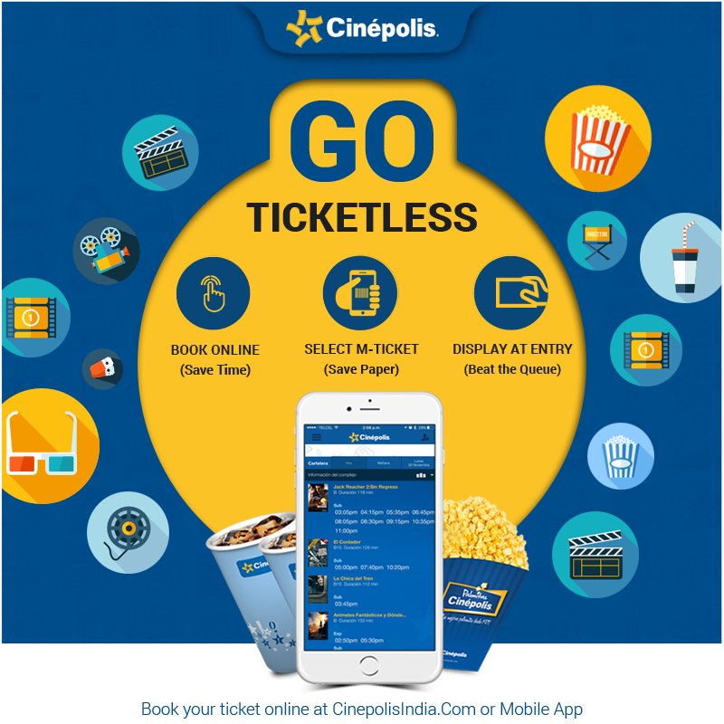 IndiaCinepolis's tweet photo. #BeatTheQueue #GoTicketless
Don't waste your time standing in the long queue. Book you ticket online at https://t.co/Ox8a9EUZKz or App. https://t.co/gphXSfAU9U