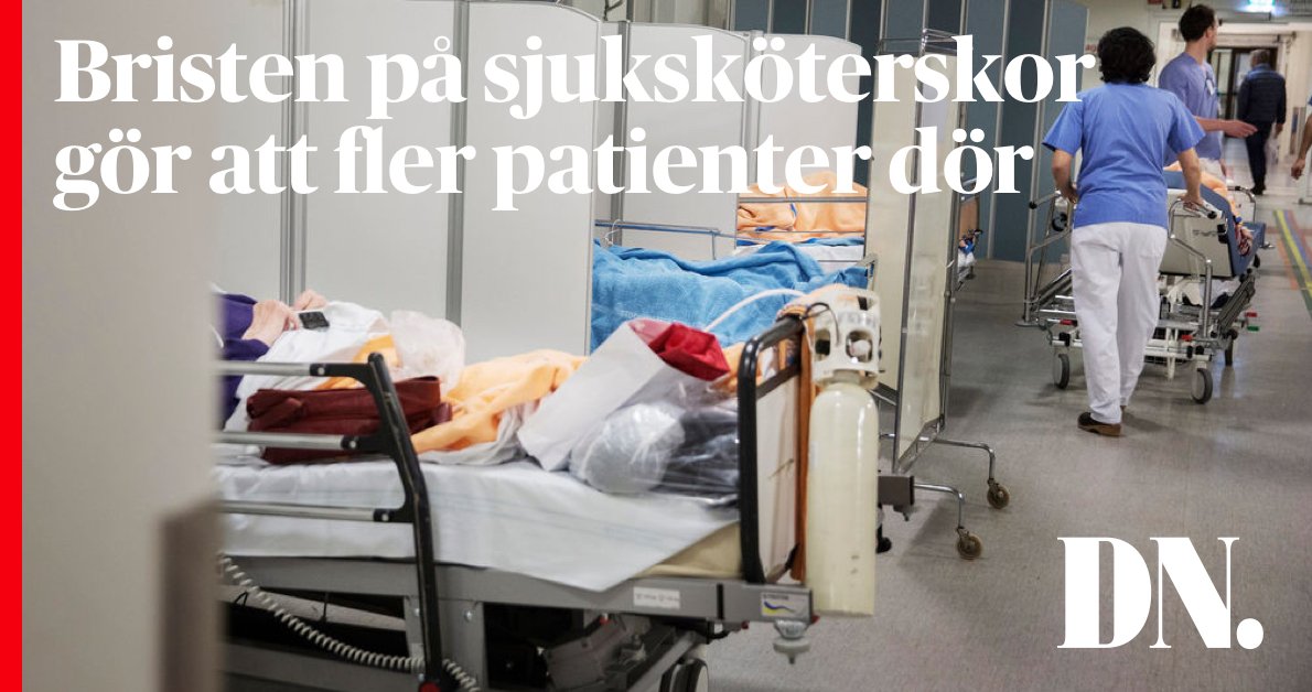 dagensnyheter's tweet image. Sjuksköterskebrist leder till ökad dödlighet, visar svensk och internationell forskning.
dn.se/nyheter/sverig…