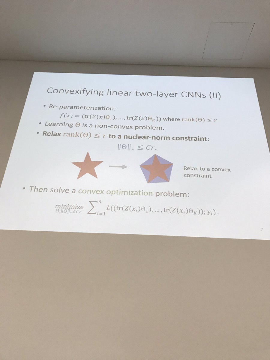 DaniloJRezende's tweet image. Great talk by Yuchen Zhang on convexified convnets #ICML17 #deeplearningtheory