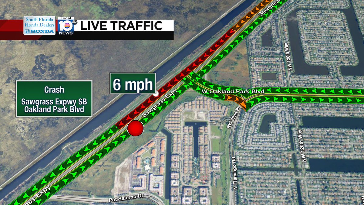 Crash on Sawgrass Expwy SB at Oakland Park Blvd #traffic https://t.co/D8TxZVrbK0