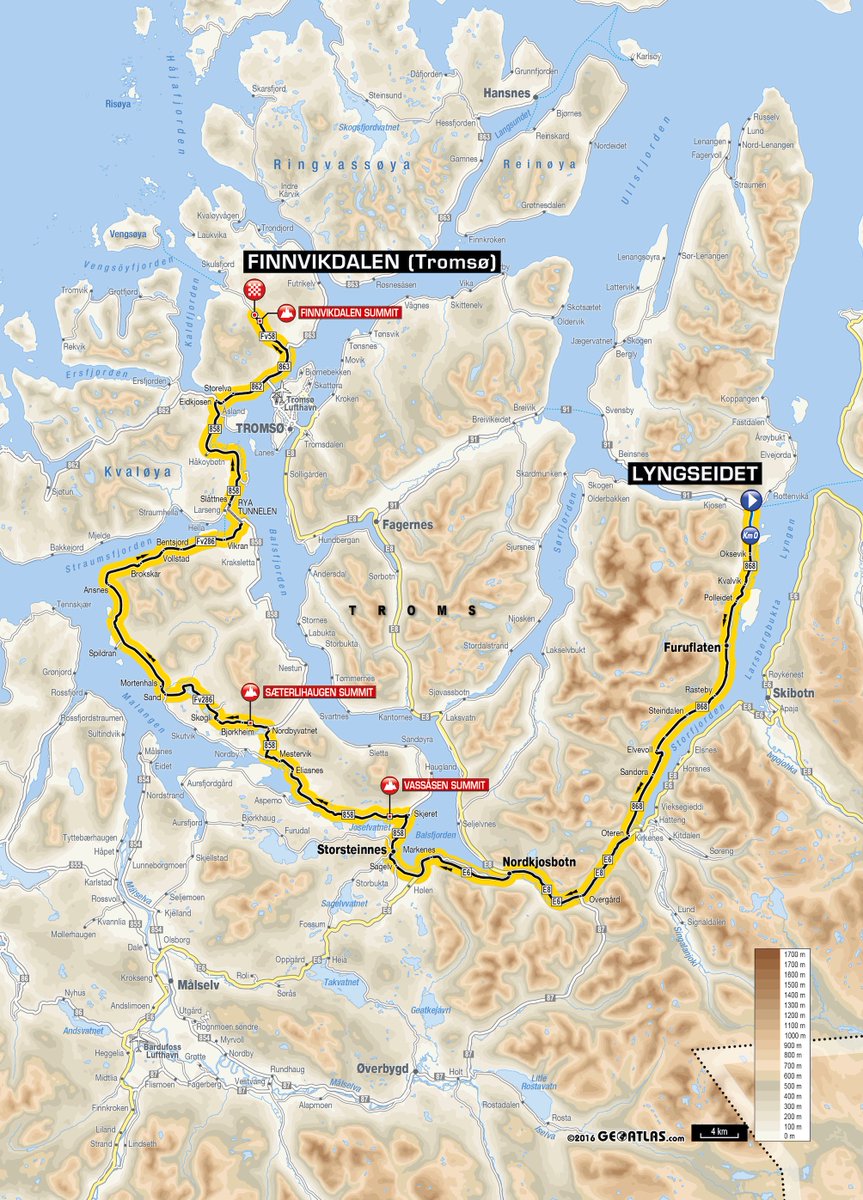 ArcticRaceofN's tweet photo. Etappe 2 - 🚩 Lyngseidet > Finnvikdalen 🏁 
🚴185,5 km 
🕑Start: 13:55 
📺TV-dekning: 13:45 
Vakre fjorder og bratte fjell 🏔️🇳🇴 
#ArcticRace https://t.co/zGDEigIwx8