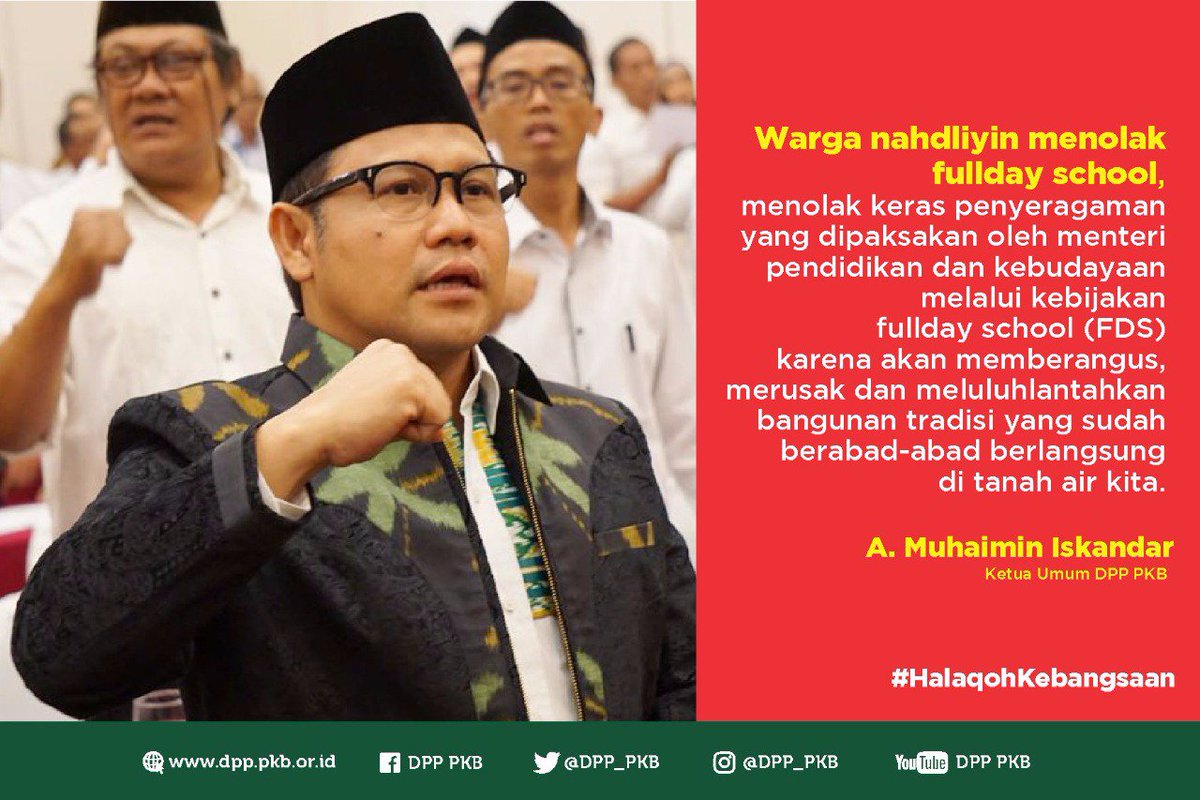 DPP_PKB's tweet photo. Warga Nahdliyin menolak kebijakan Full Day School (FDS) yg dipaksakan @Kemdikbud_RI .@cakiminpkb @jokowi @nahdlatululama #HalaqohKebangsaan https://t.co/5YYgNkxteU