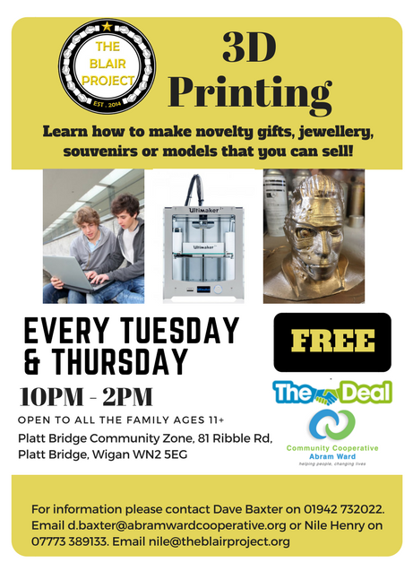 GetMeMotoring's tweet photo. Want to learn new skills in how to manufacture bespoke products using #tech & #3DPrinting ? #CommunityMakerspace @pbcommzone @DigitalWigan https://t.co/4rFGvGXl55