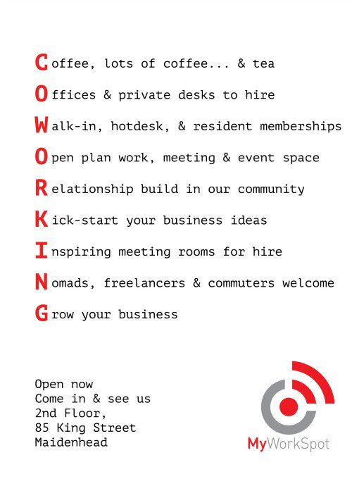 MyWorkSpotUK's tweet photo. #coworking - What does it mean to you? https://t.co/5Kl0DA31aQ