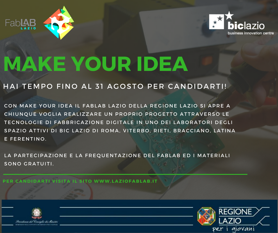 Spazi_Attivi's tweet photo. Vuoi creare il prototipo di un oggetto con le tecnologie #digitali? Partecipa al programma #makeyouridea! https://t.co/JxQCu5PC25 #maker https://t.co/p63KItWgYE