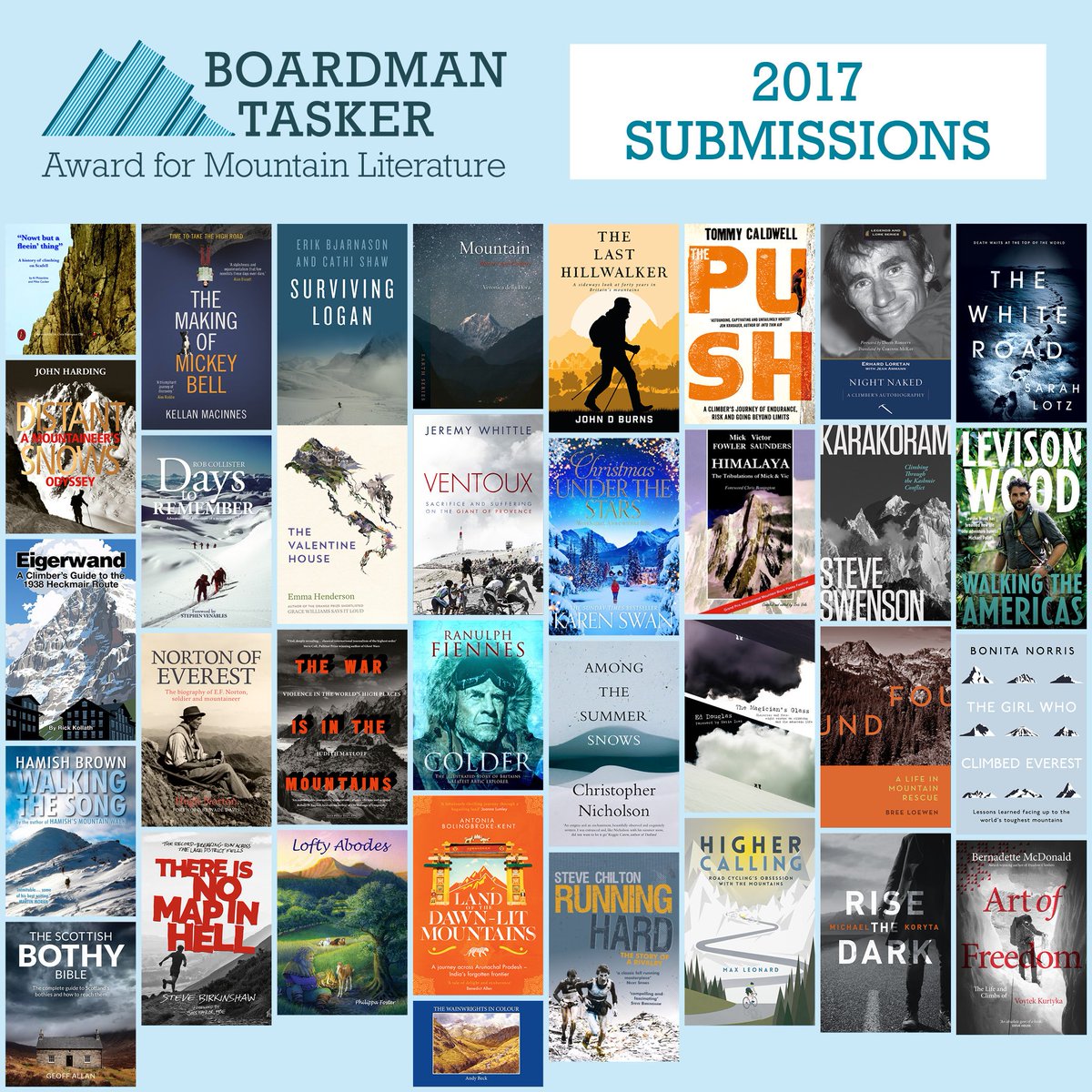 BoardmanTasker's tweet photo. Entries now closed for 2017 BT Award for Mountain Literature. Explore the entries here: https://t.co/0CHphiFPUX
Shortlist out v. soon... https://t.co/tjmbqEtwsb