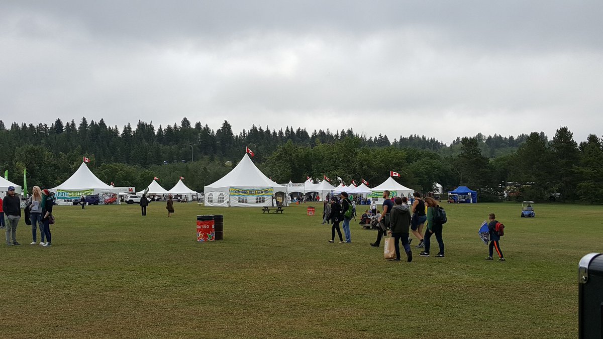 1017worldfm's tweet photo. Final day of the @EdmHeritageFest. The view from our tent. Just getting started, cloudy but no rain. Come on down and say hi. https://t.co/7mkJNGcTIG