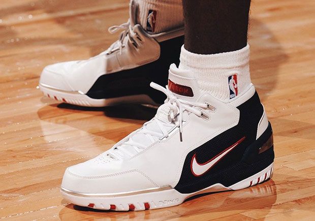 SneakerNews's tweet photo. The true LeBron Zoom Generation "First Game" is releasing at the end of this month! Details: https://t.co/QleQpaZMVT https://t.co/JZw99SqRWf