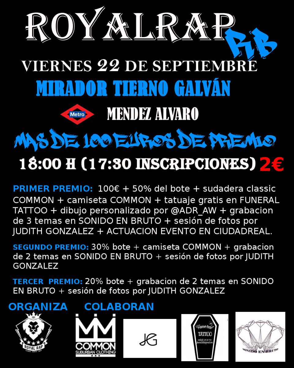 Eventazo en Madrid el día de antes de la Nacional de Red Bull. Más de 300 pavos en premios por solo 2€ de inscripción. No faltéis,one love!💪