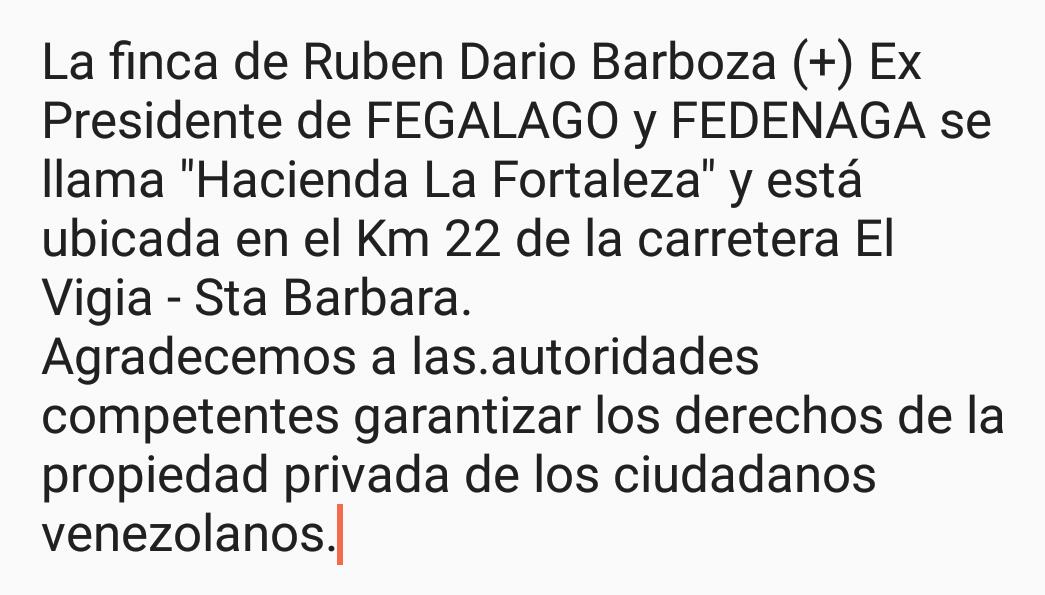 Nos informan desde <a href="/Aganaco/">AGANACO</a> que desconocidos estarían invadiendo #ahora la finca de Ruben Dario Barboza (+) ExPdte de <a href="/Fedenaga/">FEDENAGA</a> y <a href="/fegalago/">FEGALAGO</a>.