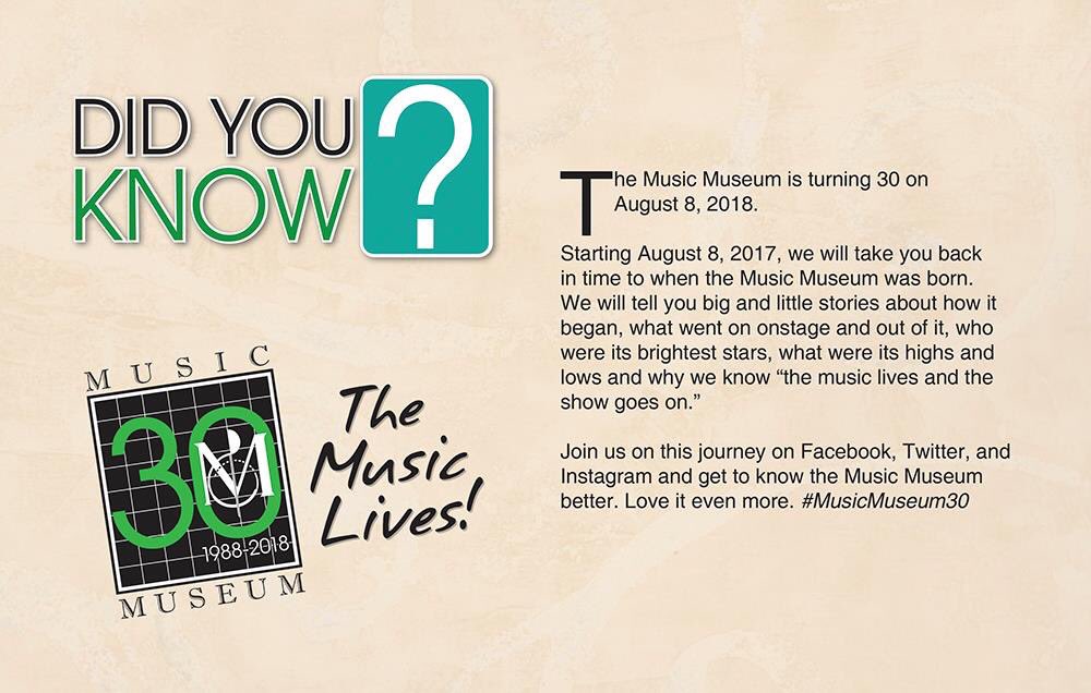 MaluLanto's tweet photo. Music Museum will be 29 tom, Aug. 8 and we will start our MM Did you know? Series... to hit 30 next year!🎉 #musicmuseum #mm29 https://t.co/56aWD2DImd