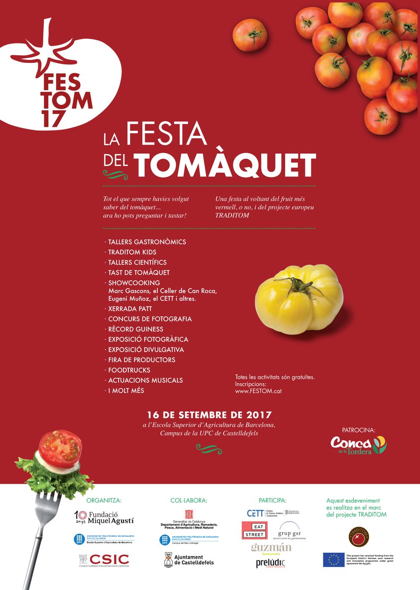 Ja tenim cartell oficial! Tomàquets per tastar, veure, investigar, gaudir, conèixer i sobretot menjar! El 16 de setembre a Castelldefels