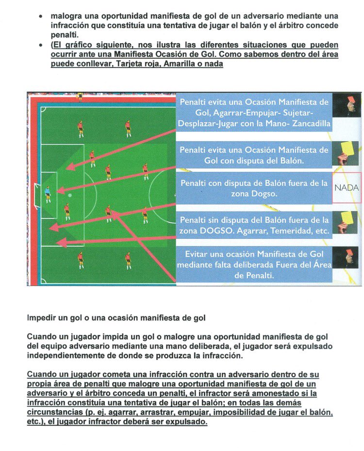 isaacfouto's tweet photo. Circular @CTA_RFEF sobre la "ocasi��n manifiesta de gol". Cuando es roja, amarilla o nada. Aquí el gráfico ⬇️ https://t.co/C9rIM2iOXA