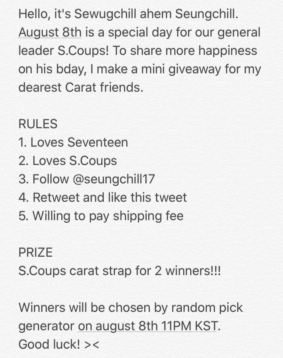 seungchill17's tweet photo. [GIVEAWAY] I make a mini give away, read the rules❣️#HAPPYCOUPSDAY #에스쿱스_생일_소리질러 https://t.co/6tYeSdoDFm