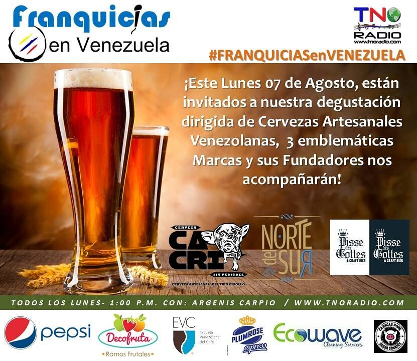 En instantes: <a href="/CervezaCacri/">CERVEZA ✖️ CACRI</a> <a href="/VENortedelSur/">Cerveza Norte del Sur</a> y <a href="/PisseDesGottes/">Pisse des Gottes</a> en #Franquiciasenvenezuela por <a href="/TNOradio/">TNO NETWORK</a>.