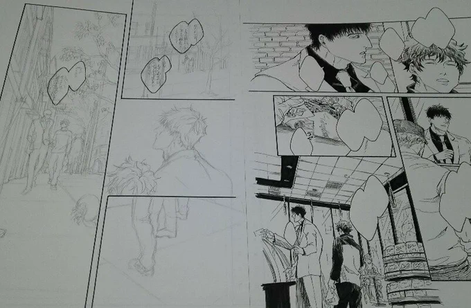 構成表を元に、一話ずつネームして下書きしてペン入れしてます。なぜなら2、3ページ分くらいで各作業に飽きちゃうからです。 