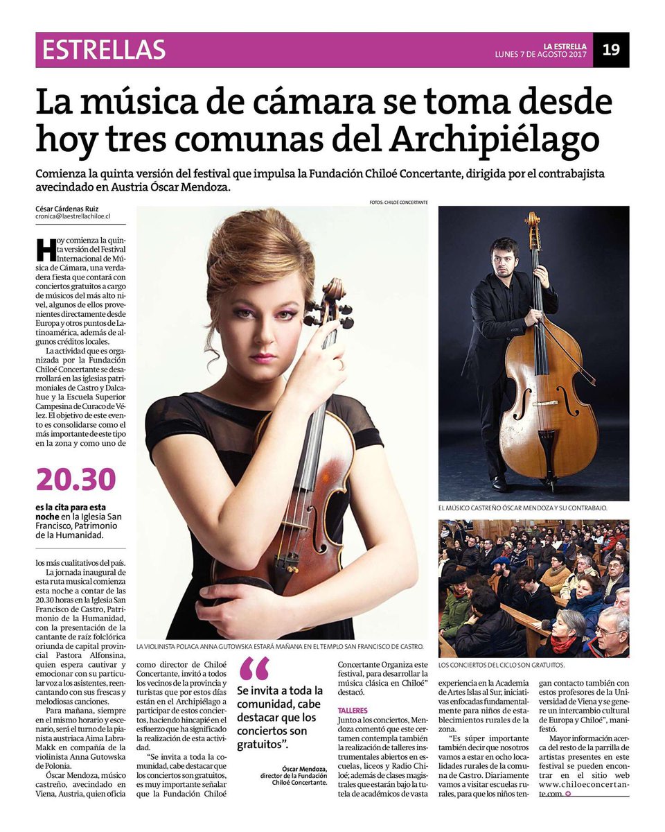 Oscarmendozza's tweet photo. "La música de cámara se toma desde hoy tres comunas del Archipiélago" https://t.co/5arLVApt8b @CulturaLosLagos #Chiloé @rrppcastro https://t.co/B6KZu7ysKq