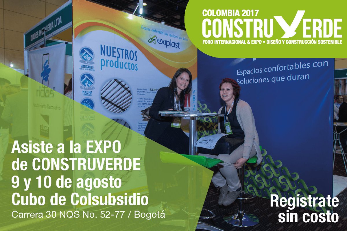 CCCSColombiaGBC's tweet photo. @CCCSColombiaGBC te invita a la Expo #CONSTRUVERDE2017 el 9 y 10 de agosto en @ElCuboCol. Registro sin costo en 👉https://t.co/I7WZYRhXCx https://t.co/2RVTzSqsmP