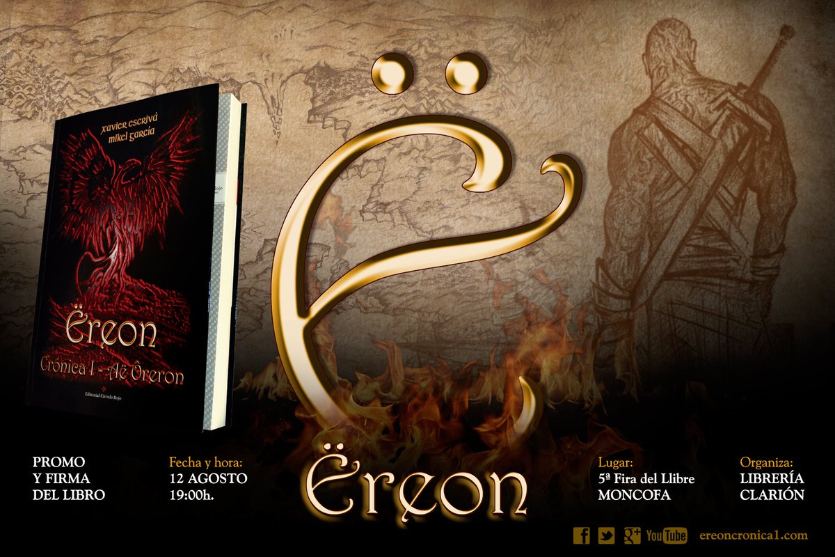 CronicasEreon's tweet photo. NO TE LO PIERDAS!
12 DE AGOSTO 19:00h
PROMO Y FIRMA DEL LIBRO Ëreon - Crónica I por Xavier Escrivá
Librería Clarión #FiradelLlibre #Moncofa https://t.co/Wq3zR2NwKd
